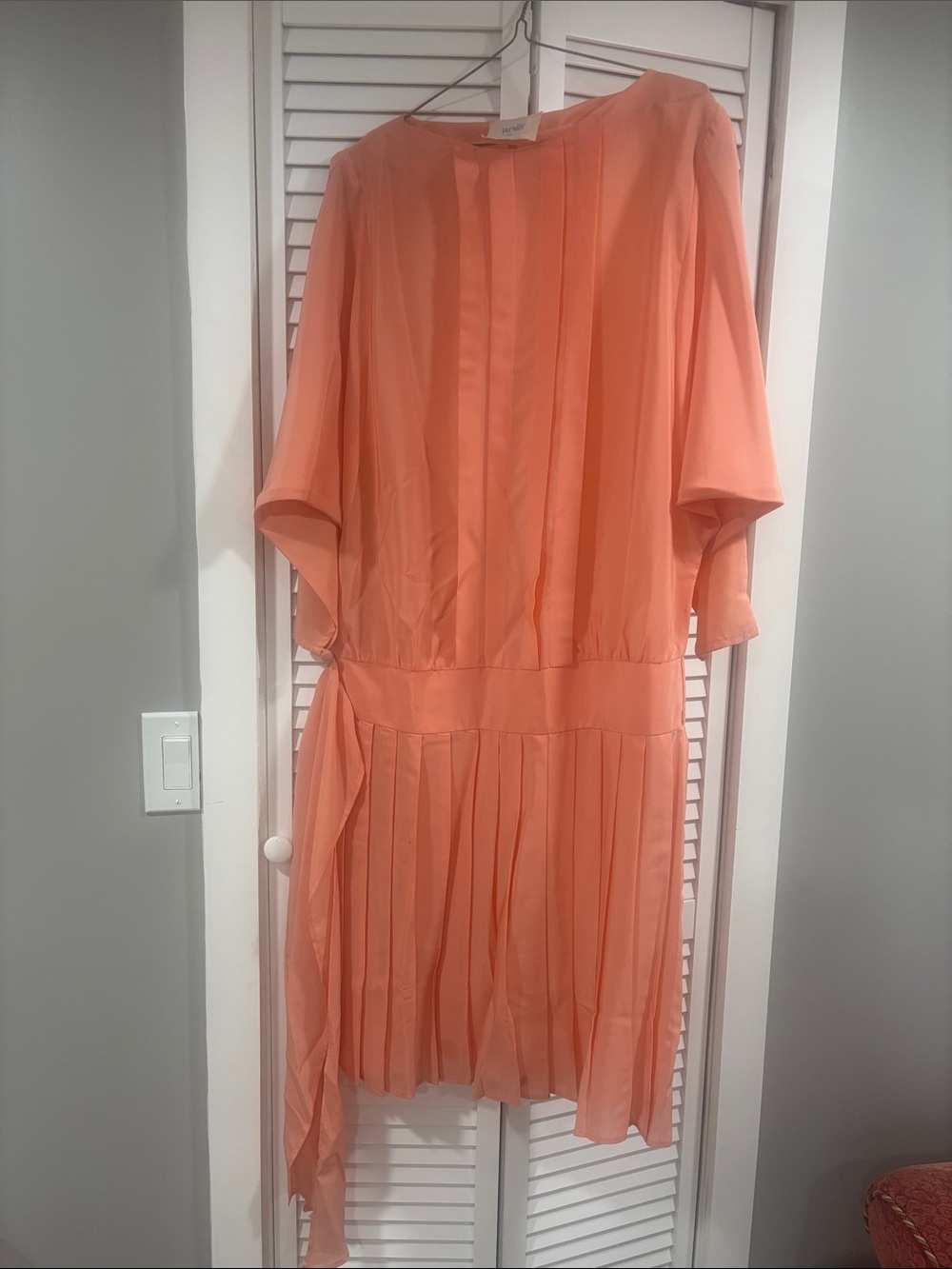 Wallis Peach Pleated Midi Dress